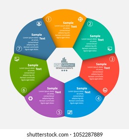 vector abstract 3d paper infographic elements.Circular infographics.7 steps