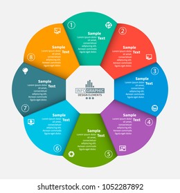 vector abstract 3d paper infographic elements.Circular infographics.8 steps
