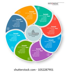 vector abstract 3d paper infographic elements.Circular infographics.8 steps
