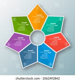 Vector Abstract 3d Paper Infographic Elements.The Seven-pointed Star.Circular Infographics