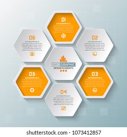 vector abstract 3d paper infographic elements.Hexagon infographics.Honeycomb design