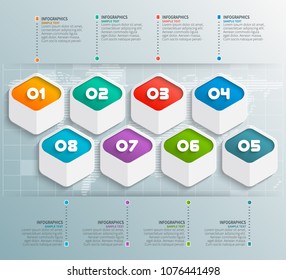 vector abstract 3d paper infographic elements.Hexagon infographics.Honeycomb design
