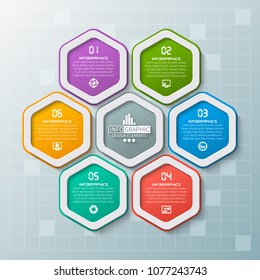 vector abstract 3d paper infographic elements.Hexagon infographics.Honeycomb design