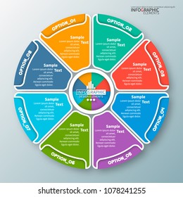 vector abstract 3d paper infographic elements.8 steps.Circular infographics