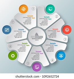 vector abstract 3d paper infographic elements. Circular infographics