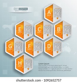 vector abstract 3d paper infographic elements. Hexagon infographics. Honeycomb design