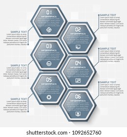 vector abstract 3d paper infographic elements. Hexagon infographics. Honeycomb design