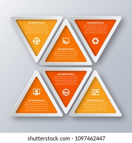vector abstract 3d paper infographic elements.Triangular Infographic.