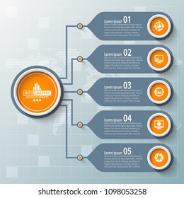 vector abstract 3d paper infographic elements.Gray-orange.Business infographics