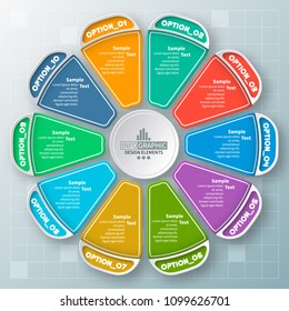 vector abstract 3d paper infographic elements.Circular infographics