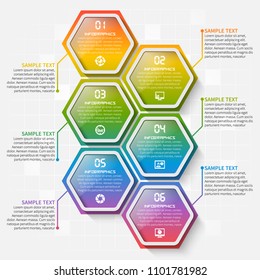vector abstract 3d paper infographic elements.Hexagon infographics.Honeycomb design