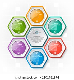 vector abstract 3d paper infographic elements.Hexagon infographics.Honeycomb design