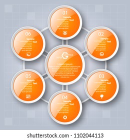 vector abstract 3d paper infographic elements.Circular infographics