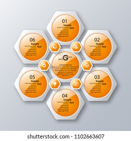 vector abstract 3d paper infographic elements.Hexagon infographics.Honeycomb design
