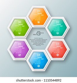 vector abstract 3d paper infographic elements.Hexagon infographics.Honeycomb design