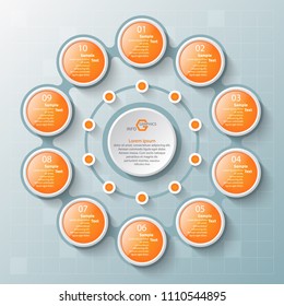 vector abstract 3d paper infographic elements.Circular infographics