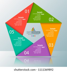 vector abstract 3d paper infographic elements.Five corners.Circular infographics