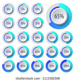 vector abstract 3d paper infographic elements. Business infographics. Pie charts for web design. Progress bar.Element for infographic chart. White and blue style