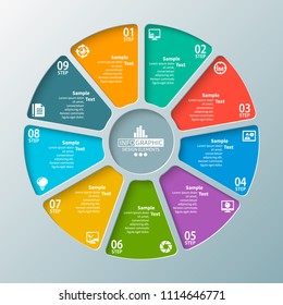 vector abstract 3d paper infographic elements.Circular infographics