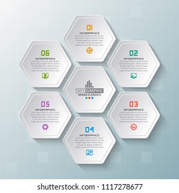 vector abstract 3d paper infographic elements.Hexagon infographics.Honeycomb design