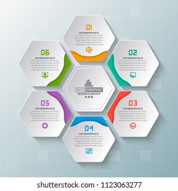 vector abstract 3d paper infographic elements.Hexagon infographics.Honeycomb design