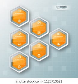 vector abstract 3d paper infographic elements.Hexagon infographics.
