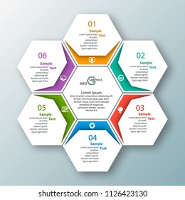 vector abstract 3d paper infographic elements.Hexagon infographics.Honeycomb design