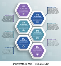 vector abstract 3d paper infographic elements.Hexagon infographics.