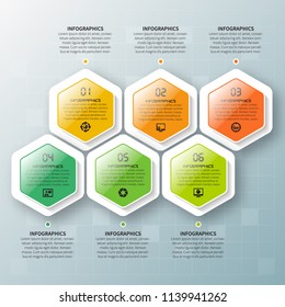 vector abstract 3d paper infographic elements.Hexagon infographics.Honeycomb design