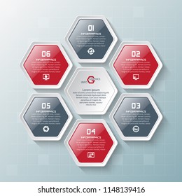 vector abstract 3d paper infographic elements.Hexagon infographics.Honeycomb design