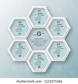 vector abstract 3d paper infographic elements.Hexagon infographics.Honeycomb design