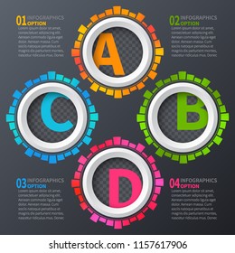 vector abstract 3d paper infographic elements.Circular infographics