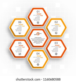 vector abstract 3d paper infographic elements.Hexagon infographics.Honeycomb design