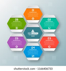 vector abstract 3d paper infographic elements.Hexagon infographics.Honeycomb design