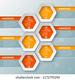 vector abstract 3d paper infographic elements.Hexagon infographics.Honeycomb design