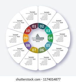 vector abstract 3d paper infographic elements.Circular infographics