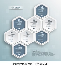 vector abstract 3d paper infographic elements.Hexagon infographics.Honeycomb design