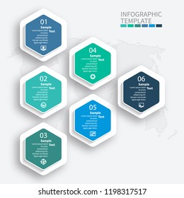 vector abstract 3d paper infographic elements.Hexagon infographics.Honeycomb design
