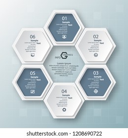 vector abstract 3d paper infographic elements.Hexagon infographics.Honeycomb design