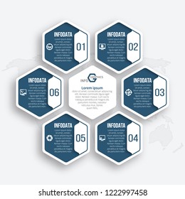 vector abstract 3d paper infographic elements.Hexagon infographics.Honeycomb design
