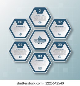 vector abstract 3d paper infographic elements.Hexagon infographics.Honeycomb design