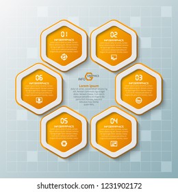 vector abstract 3d paper infographic elements.Hexagon infographics.Honeycomb design