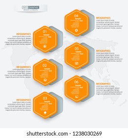 vector abstract 3d paper infographic elements.Hexagon infographics.Honeycomb design