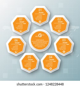 vector abstract 3d paper infographic elements.Circular infographics