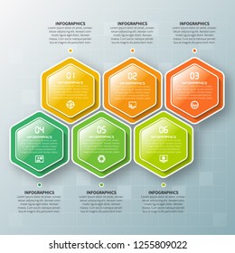 vector abstract 3d paper infographic elements.Hexagon infographics.Honeycomb design