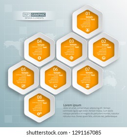 vector abstract 3d paper infographic elements.Hexagon infographics.Honeycomb design