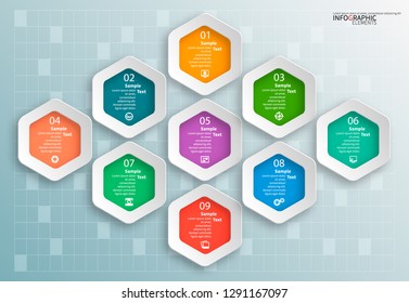 vector abstract 3d paper infographic elements.Hexagon infographics.Honeycomb design