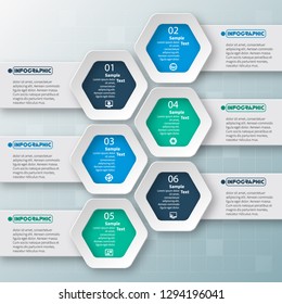 vector abstract 3d paper infographic elements.Hexagon infographics.Honeycomb design