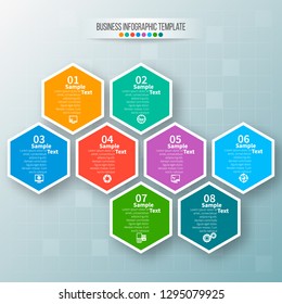 vector abstract 3d paper infographic elements.Hexagon infographics.Honeycomb design