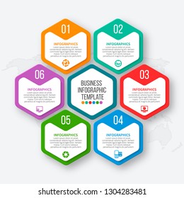 vector abstract 3d paper infographic elements. Hexagon infographics.Honeycomb design